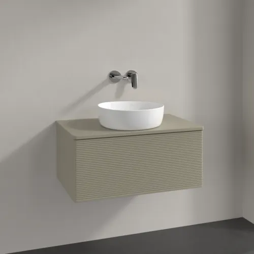 Bild von VILLEROY BOCH Antao Waschbeckenunterschrank, 1 Auszug, 800 x 360 x 500 mm, Front mit Struktur, Stone Grey Matt Lacquer / Stone Grey Matt Lacquer #K30110HK