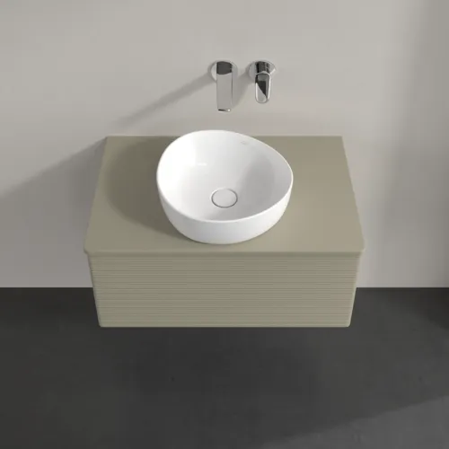 Bild von VILLEROY BOCH Antao Waschbeckenunterschrank, 1 Auszug, 800 x 360 x 500 mm, Front mit Struktur, Stone Grey Matt Lacquer / Stone Grey Matt Lacquer #K30110HK