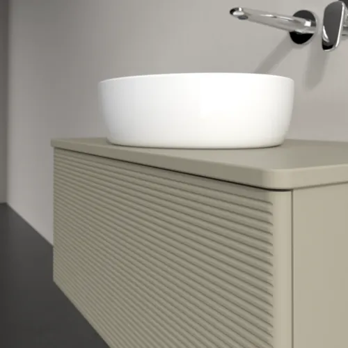 Bild von VILLEROY BOCH Antao Waschbeckenunterschrank, 1 Auszug, 800 x 360 x 500 mm, Front mit Struktur, Stone Grey Matt Lacquer / Stone Grey Matt Lacquer #K30110HK