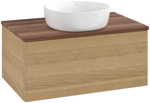 Bild von VILLEROY BOCH Antao Waschbeckenunterschrank, 1 Auszug, 800 x 360 x 500 mm, Front ohne Struktur, Honey Oak / Warm Walnut #K30012HN