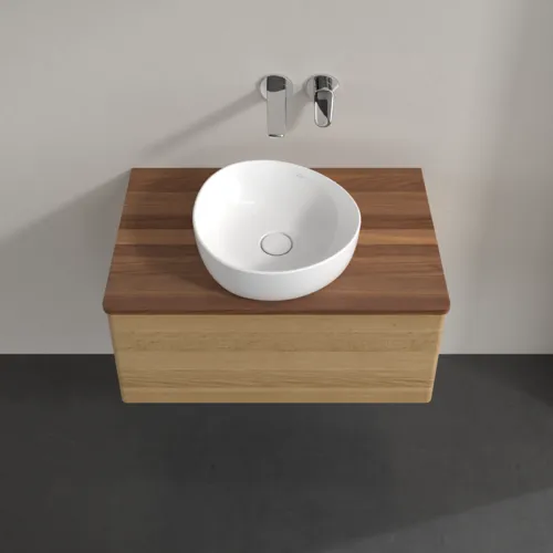Bild von VILLEROY BOCH Antao Waschbeckenunterschrank, 1 Auszug, 800 x 360 x 500 mm, Front ohne Struktur, Honey Oak / Warm Walnut #K30012HN