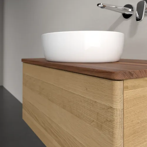 Bild von VILLEROY BOCH Antao Waschbeckenunterschrank, 1 Auszug, 800 x 360 x 500 mm, Front ohne Struktur, Honey Oak / Warm Walnut #K30012HN