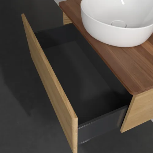 Bild von VILLEROY BOCH Antao Waschbeckenunterschrank, 1 Auszug, 800 x 360 x 500 mm, Front ohne Struktur, Honey Oak / Warm Walnut #K30012HN