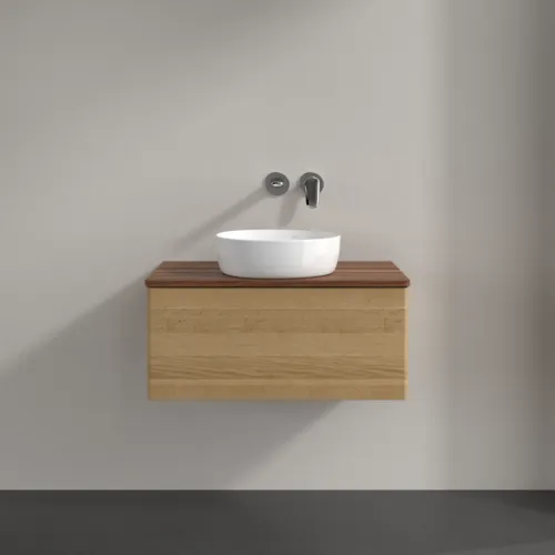 Bild von VILLEROY BOCH Antao Waschbeckenunterschrank, 1 Auszug, 800 x 360 x 500 mm, Front ohne Struktur, Honey Oak / Warm Walnut #K30012HN