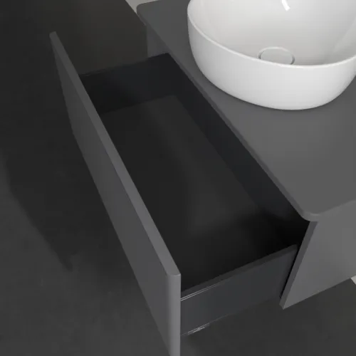 Bild von VILLEROY BOCH Antao Waschbeckenunterschrank, 1 Auszug, 800 x 360 x 500 mm, Front mit Struktur, Anthracite Matt Lacquer / Anthracite Matt Lacquer #K30110GK
