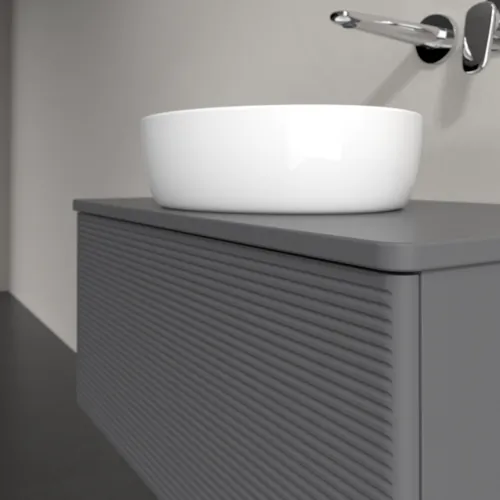 Bild von VILLEROY BOCH Antao Waschbeckenunterschrank, 1 Auszug, 800 x 360 x 500 mm, Front mit Struktur, Anthracite Matt Lacquer / Anthracite Matt Lacquer #K30110GK