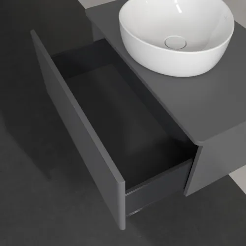 Bild von VILLEROY BOCH Antao Waschbeckenunterschrank, 1 Auszug, 800 x 360 x 500 mm, Front mit Struktur, Anthracite Matt Lacquer / Anthracite Matt Lacquer #K30110GK