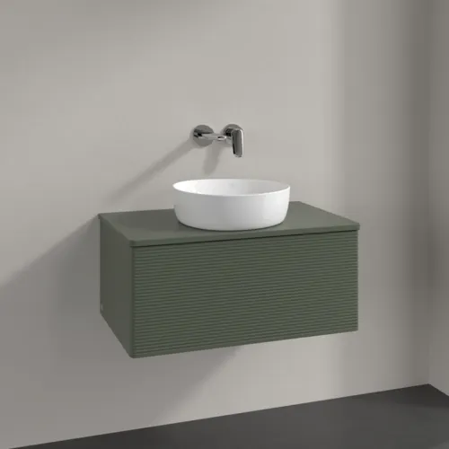 Bild von VILLEROY BOCH Antao Waschbeckenunterschrank, 1 Auszug, 800 x 360 x 500 mm, Front mit Struktur, Leaf Green Matt Lacquer / Leaf Green Matt Lacquer #K30110HL