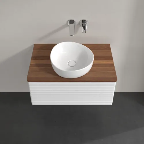 Bild von VILLEROY BOCH Antao Waschbeckenunterschrank, 1 Auszug, 800 x 360 x 500 mm, Front mit Struktur, Glossy White Lacquer / Warm Walnut #K30112GF