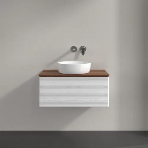 Bild von VILLEROY BOCH Antao Waschbeckenunterschrank, 1 Auszug, 800 x 360 x 500 mm, Front mit Struktur, Glossy White Lacquer / Warm Walnut #K30112GF