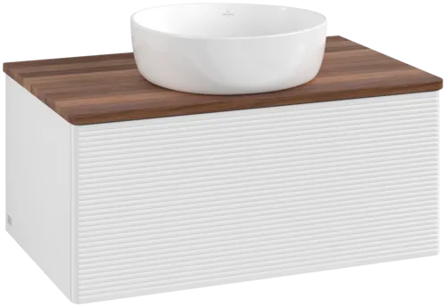Bild von VILLEROY BOCH Antao Waschbeckenunterschrank, 1 Auszug, 800 x 360 x 500 mm, Front mit Struktur, Glossy White Lacquer / Warm Walnut #K30112GF