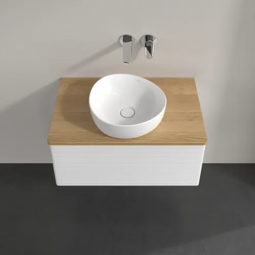 Bild von VILLEROY BOCH Antao Waschbeckenunterschrank, 1 Auszug, 800 x 360 x 500 mm, Front mit Struktur, Glossy White Lacquer / Honey Oak #K30111GF
