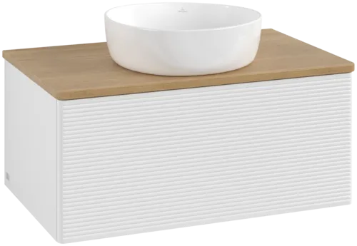 Bild von VILLEROY BOCH Antao Waschbeckenunterschrank, 1 Auszug, 800 x 360 x 500 mm, Front mit Struktur, Glossy White Lacquer / Honey Oak #K30111GF