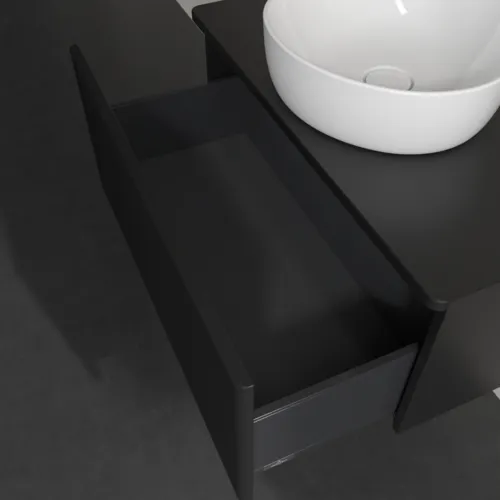 Bild von VILLEROY BOCH Antao Waschbeckenunterschrank, 1 Auszug, 800 x 360 x 500 mm, Front mit Struktur, Black Matt Lacquer / Black Matt Lacquer #K30110PD