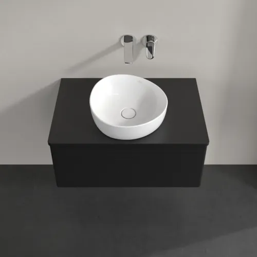 Bild von VILLEROY BOCH Antao Waschbeckenunterschrank, 1 Auszug, 800 x 360 x 500 mm, Front mit Struktur, Black Matt Lacquer / Black Matt Lacquer #K30110PD