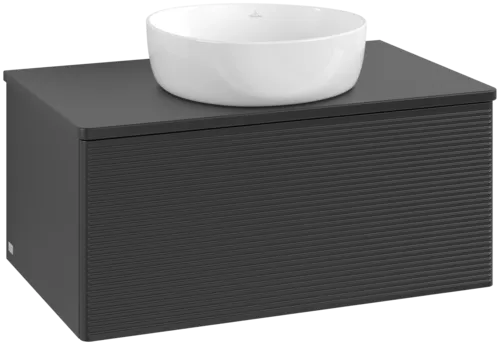 Bild von VILLEROY BOCH Antao Waschbeckenunterschrank, 1 Auszug, 800 x 360 x 500 mm, Front mit Struktur, Black Matt Lacquer / Black Matt Lacquer #K30110PD