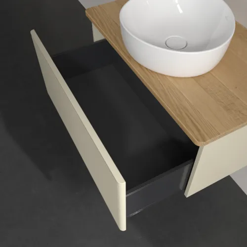 Bild von VILLEROY BOCH Antao Waschbeckenunterschrank, 1 Auszug, 800 x 360 x 500 mm, Front mit Struktur, Silk Grey Matt Lacquer / Honey Oak #K30111HJ