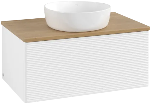Bild von VILLEROY BOCH Antao Waschbeckenunterschrank, 1 Auszug, 800 x 360 x 500 mm, Front mit Struktur, White Matt Lacquer / Honey Oak #K30111MT