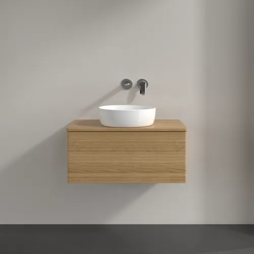 Bild von VILLEROY BOCH Antao Waschbeckenunterschrank, 1 Auszug, 800 x 360 x 500 mm, Front mit Struktur, Honey Oak / Honey Oak #K30111HN
