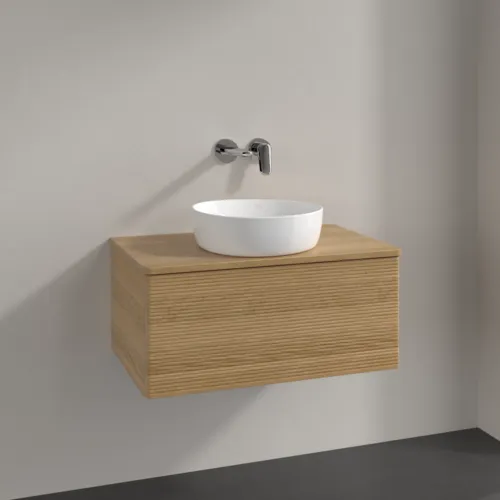 Bild von VILLEROY BOCH Antao Waschbeckenunterschrank, 1 Auszug, 800 x 360 x 500 mm, Front mit Struktur, Honey Oak / Honey Oak #K30111HN