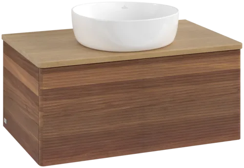 Bild von VILLEROY BOCH Antao Waschbeckenunterschrank, 1 Auszug, 800 x 360 x 500 mm, Front mit Struktur, Warm Walnut / Honey Oak #K30111HM