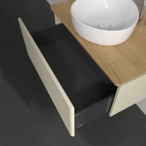 Bild von VILLEROY BOCH Antao Waschbeckenunterschrank, 1 Auszug, 800 x 360 x 500 mm, Front mit Struktur, Silk Grey Matt Lacquer / Honey Oak #K30151HJ