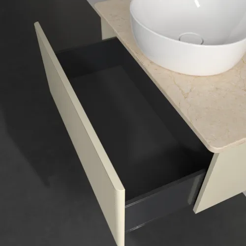 Bild von VILLEROY BOCH Antao Waschbeckenunterschrank, 1 Auszug, 800 x 360 x 500 mm, Front mit Struktur, Silk Grey Matt Lacquer / Botticino #K30113HJ
