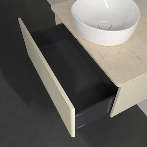 Bild von VILLEROY BOCH Antao Waschbeckenunterschrank, 1 Auszug, 800 x 360 x 500 mm, Front mit Struktur, Silk Grey Matt Lacquer / Botticino #K30113HJ
