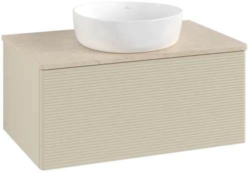 Bild von VILLEROY BOCH Antao Waschbeckenunterschrank, 1 Auszug, 800 x 360 x 500 mm, Front mit Struktur, Silk Grey Matt Lacquer / Botticino #K30113HJ