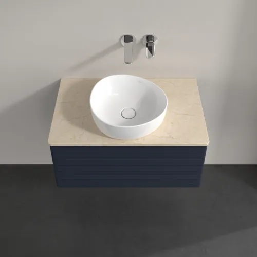 Bild von VILLEROY BOCH Antao Waschbeckenunterschrank, 1 Auszug, 800 x 360 x 500 mm, Front mit Struktur, Midnight Blue Matt Lacquer / Botticino #K30113HG