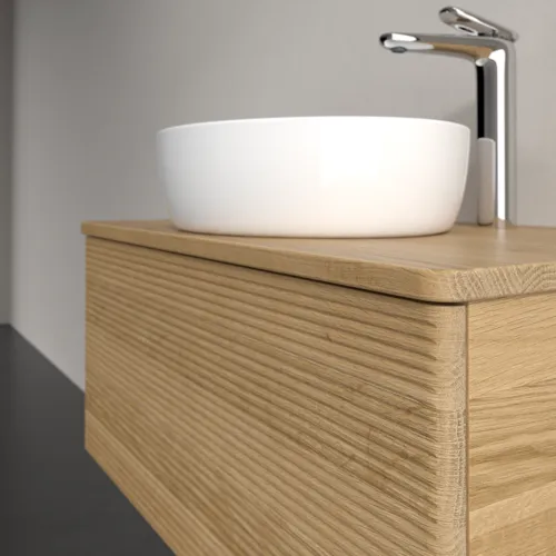 Bild von VILLEROY BOCH Antao Waschbeckenunterschrank, 1 Auszug, 800 x 360 x 500 mm, Front mit Struktur, Honey Oak / Honey Oak #K30151HN