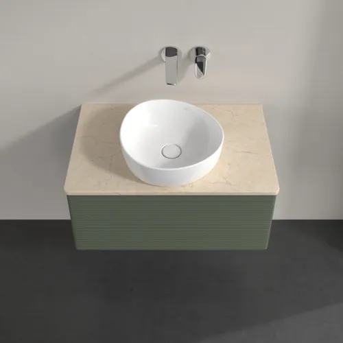 Bild von VILLEROY BOCH Antao Waschbeckenunterschrank, 1 Auszug, 800 x 360 x 500 mm, Front mit Struktur, Leaf Green Matt Lacquer / Botticino #K30113HL