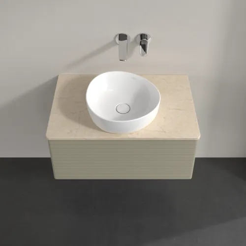 Bild von VILLEROY BOCH Antao Waschbeckenunterschrank, 1 Auszug, 800 x 360 x 500 mm, Front mit Struktur, Stone Grey Matt Lacquer / Botticino #K30113HK