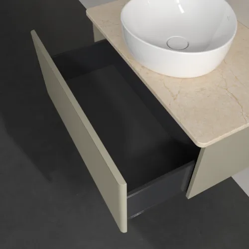 Bild von VILLEROY BOCH Antao Waschbeckenunterschrank, 1 Auszug, 800 x 360 x 500 mm, Front mit Struktur, Stone Grey Matt Lacquer / Botticino #K30113HK