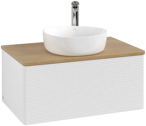 Bild von VILLEROY BOCH Antao Waschbeckenunterschrank, 1 Auszug, 800 x 360 x 500 mm, Front mit Struktur, Glossy White Lacquer / Honey Oak #K30151GF