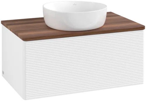 Bild von VILLEROY BOCH Antao Waschbeckenunterschrank, 1 Auszug, 800 x 360 x 500 mm, Front mit Struktur, White Matt Lacquer / Warm Walnut #K30112MT