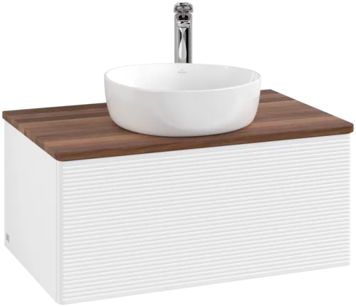 Bild von VILLEROY BOCH Antao Waschbeckenunterschrank, 1 Auszug, 800 x 360 x 500 mm, Front mit Struktur, White Matt Lacquer / Warm Walnut #K30152MT