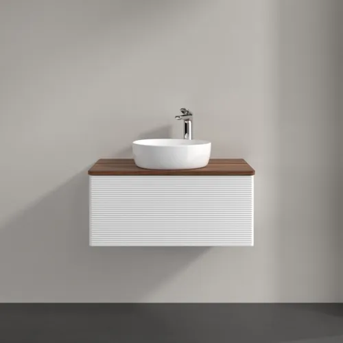 Bild von VILLEROY BOCH Antao Waschbeckenunterschrank, 1 Auszug, 800 x 360 x 500 mm, Front mit Struktur, White Matt Lacquer / Warm Walnut #K30152MT