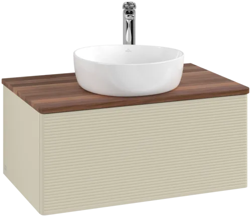 Bild von VILLEROY BOCH Antao Waschbeckenunterschrank, 1 Auszug, 800 x 360 x 500 mm, Front mit Struktur, Silk Grey Matt Lacquer / Warm Walnut #K30152HJ