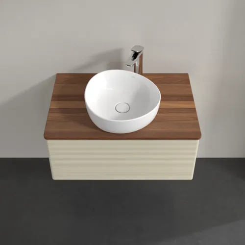 Bild von VILLEROY BOCH Antao Waschbeckenunterschrank, 1 Auszug, 800 x 360 x 500 mm, Front mit Struktur, Silk Grey Matt Lacquer / Warm Walnut #K30152HJ