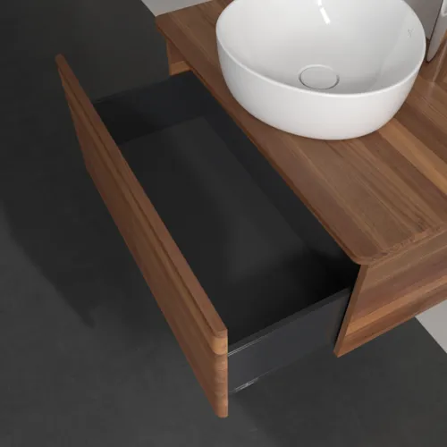 Bild von VILLEROY BOCH Antao Waschbeckenunterschrank, 1 Auszug, 800 x 360 x 500 mm, Front mit Struktur, Warm Walnut / Warm Walnut #K30152HM