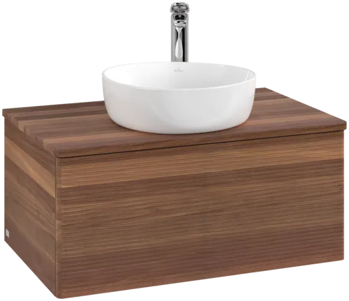 Bild von VILLEROY BOCH Antao Waschbeckenunterschrank, 1 Auszug, 800 x 360 x 500 mm, Front mit Struktur, Warm Walnut / Warm Walnut #K30152HM