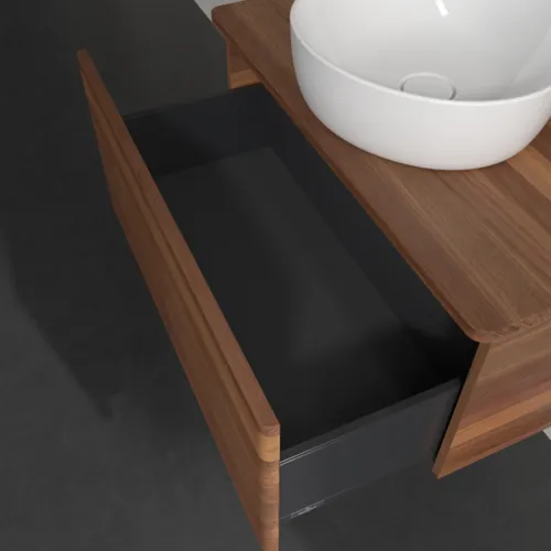 Bild von VILLEROY BOCH Antao Waschbeckenunterschrank, 1 Auszug, 800 x 360 x 500 mm, Front mit Struktur, Warm Walnut / Warm Walnut #K30152HM
