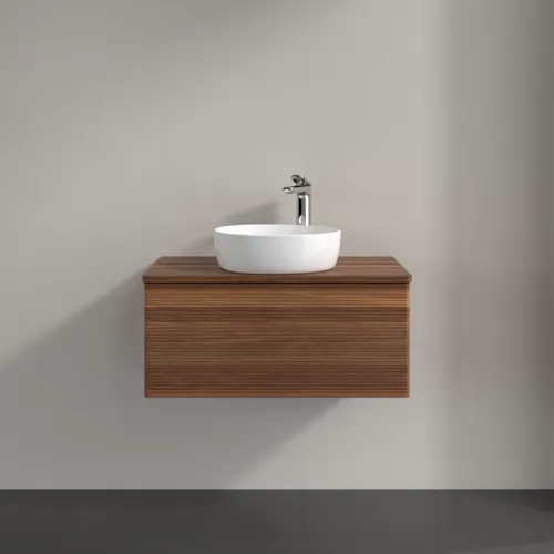 Bild von VILLEROY BOCH Antao Waschbeckenunterschrank, 1 Auszug, 800 x 360 x 500 mm, Front mit Struktur, Warm Walnut / Warm Walnut #K30152HM