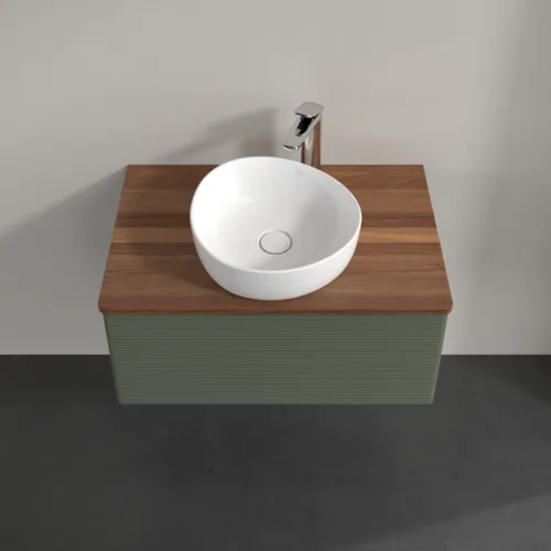 Bild von VILLEROY BOCH Antao Waschbeckenunterschrank, 1 Auszug, 800 x 360 x 500 mm, Front mit Struktur, Leaf Green Matt Lacquer / Warm Walnut #K30152HL