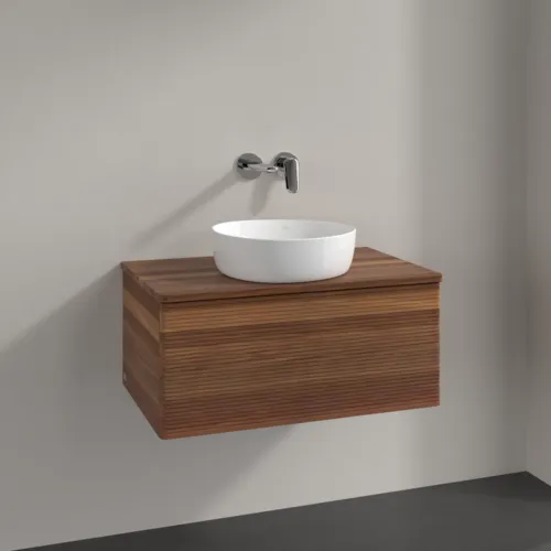 Bild von VILLEROY BOCH Antao Waschbeckenunterschrank, 1 Auszug, 800 x 360 x 500 mm, Front mit Struktur, Warm Walnut / Warm Walnut #K30112HM