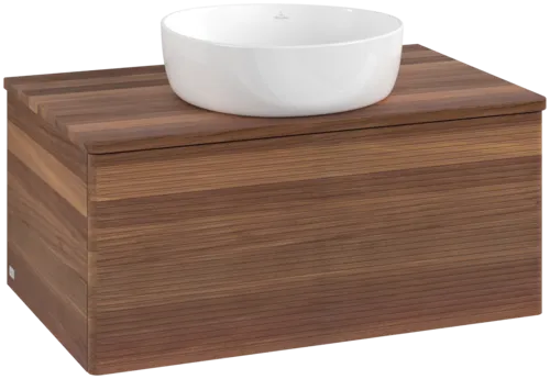 Bild von VILLEROY BOCH Antao Waschbeckenunterschrank, 1 Auszug, 800 x 360 x 500 mm, Front mit Struktur, Warm Walnut / Warm Walnut #K30112HM