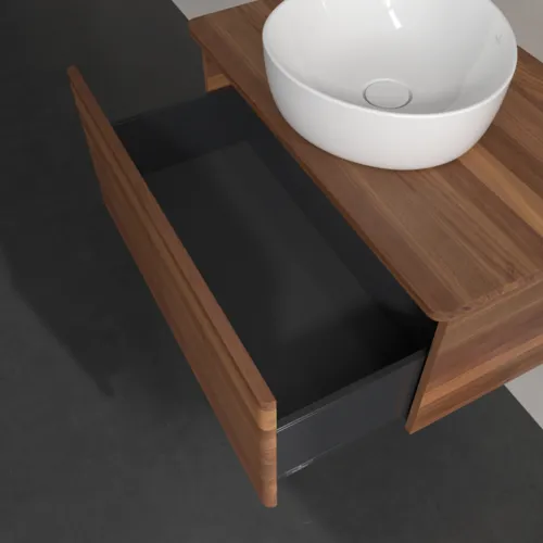 Bild von VILLEROY BOCH Antao Waschbeckenunterschrank, 1 Auszug, 800 x 360 x 500 mm, Front mit Struktur, Warm Walnut / Warm Walnut #K30112HM