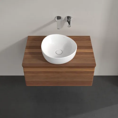 Bild von VILLEROY BOCH Antao Waschbeckenunterschrank, 1 Auszug, 800 x 360 x 500 mm, Front mit Struktur, Warm Walnut / Warm Walnut #K30112HM