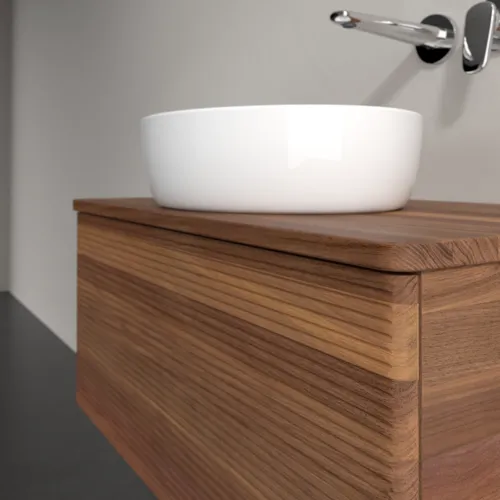 Bild von VILLEROY BOCH Antao Waschbeckenunterschrank, 1 Auszug, 800 x 360 x 500 mm, Front mit Struktur, Warm Walnut / Warm Walnut #K30112HM